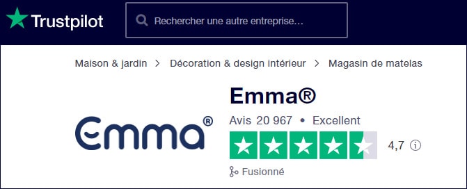 Avis clients Emma trustpilot