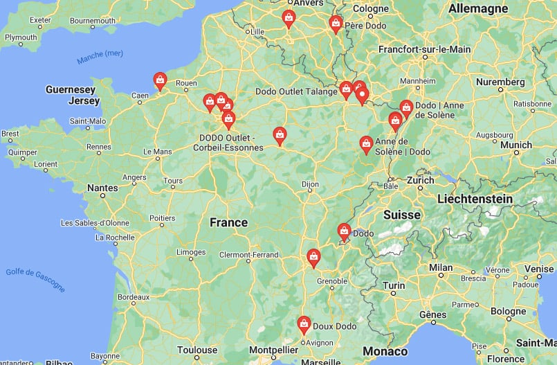 Carte des magasins DODO