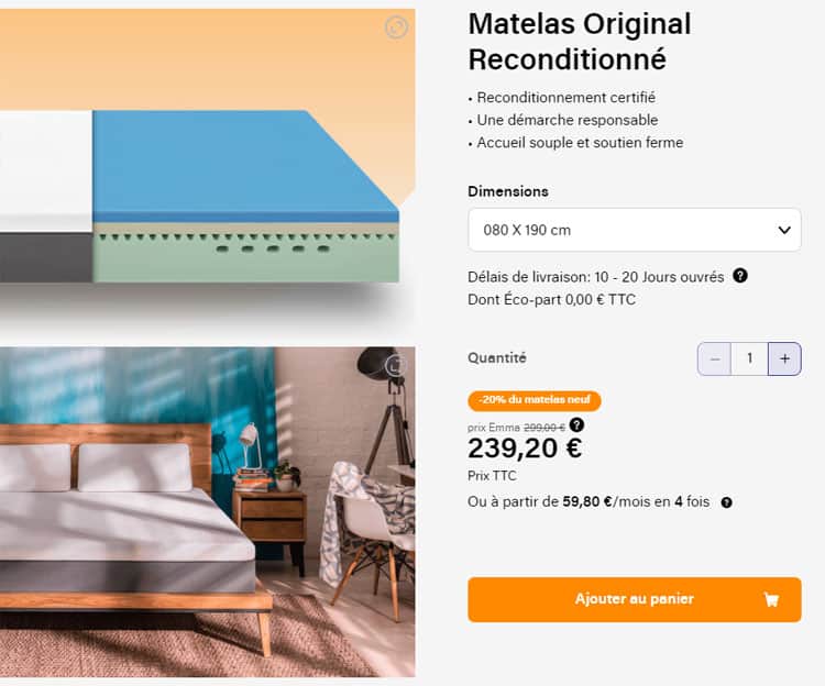 Le matelas Emma reconditionné