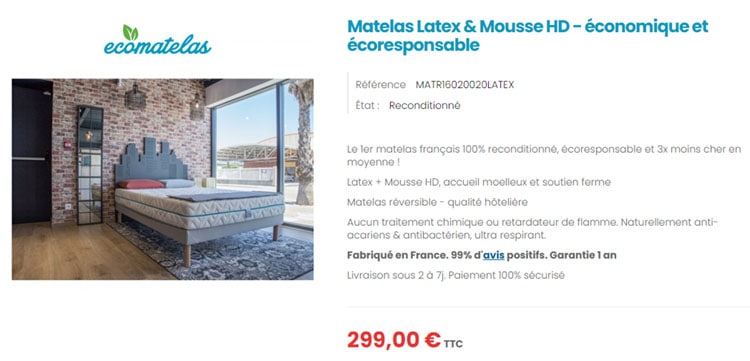Matelas reconditionné Ecomatelas
