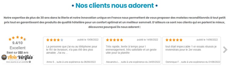 Notes et avis sur la société ecomatelas